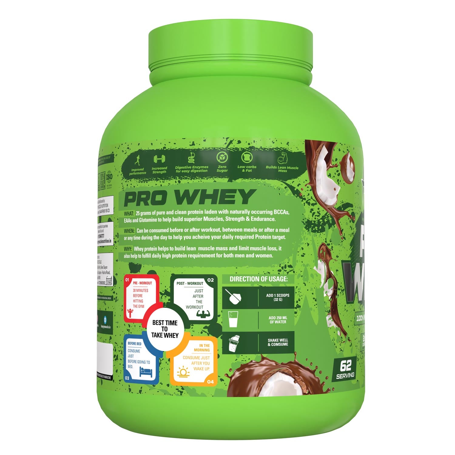 Hungry Muscles Pro Whey Coconut Chocolate 62 Serving 2kg (4.4lbs)