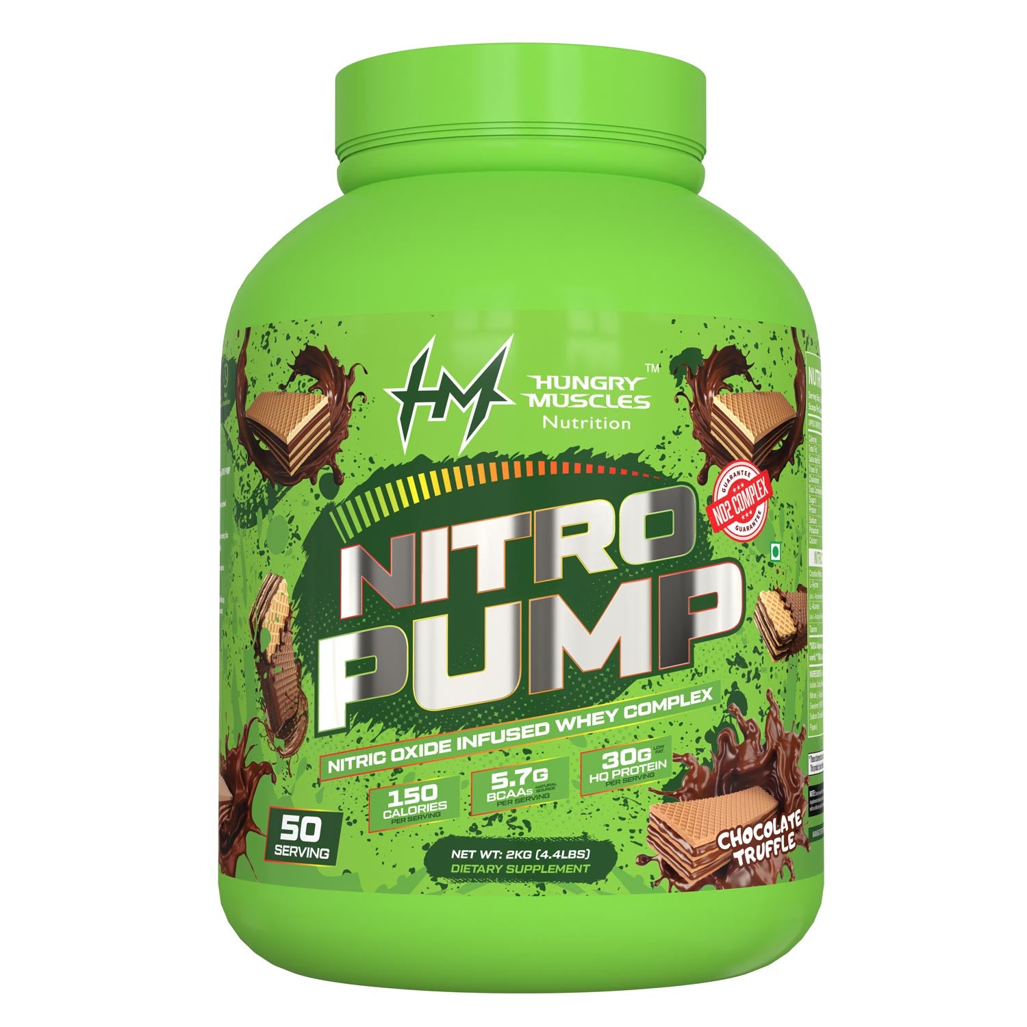 Hungry Muscles Nitro-Pump | 30g Protein, 2g L-Gycine, 2g L-Alanine, 1g Taurine | Chocolate Truffle | 2 Kg (50 Serving)