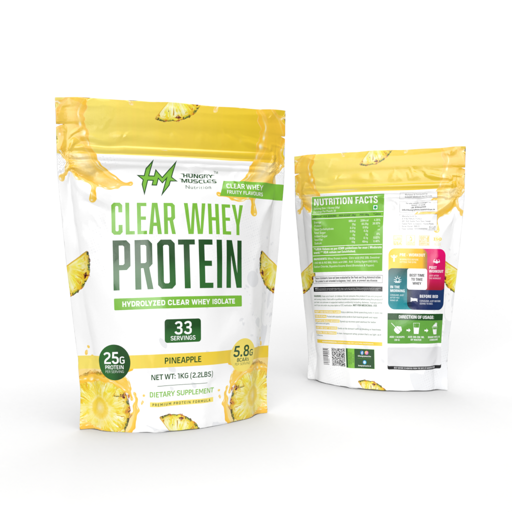 Hungry Muscles| Clear Whey Protein Isolate | 25g Protein, 92 Calories, Per Scoop | Zero Added Sugar | 33 Servings | 1KG