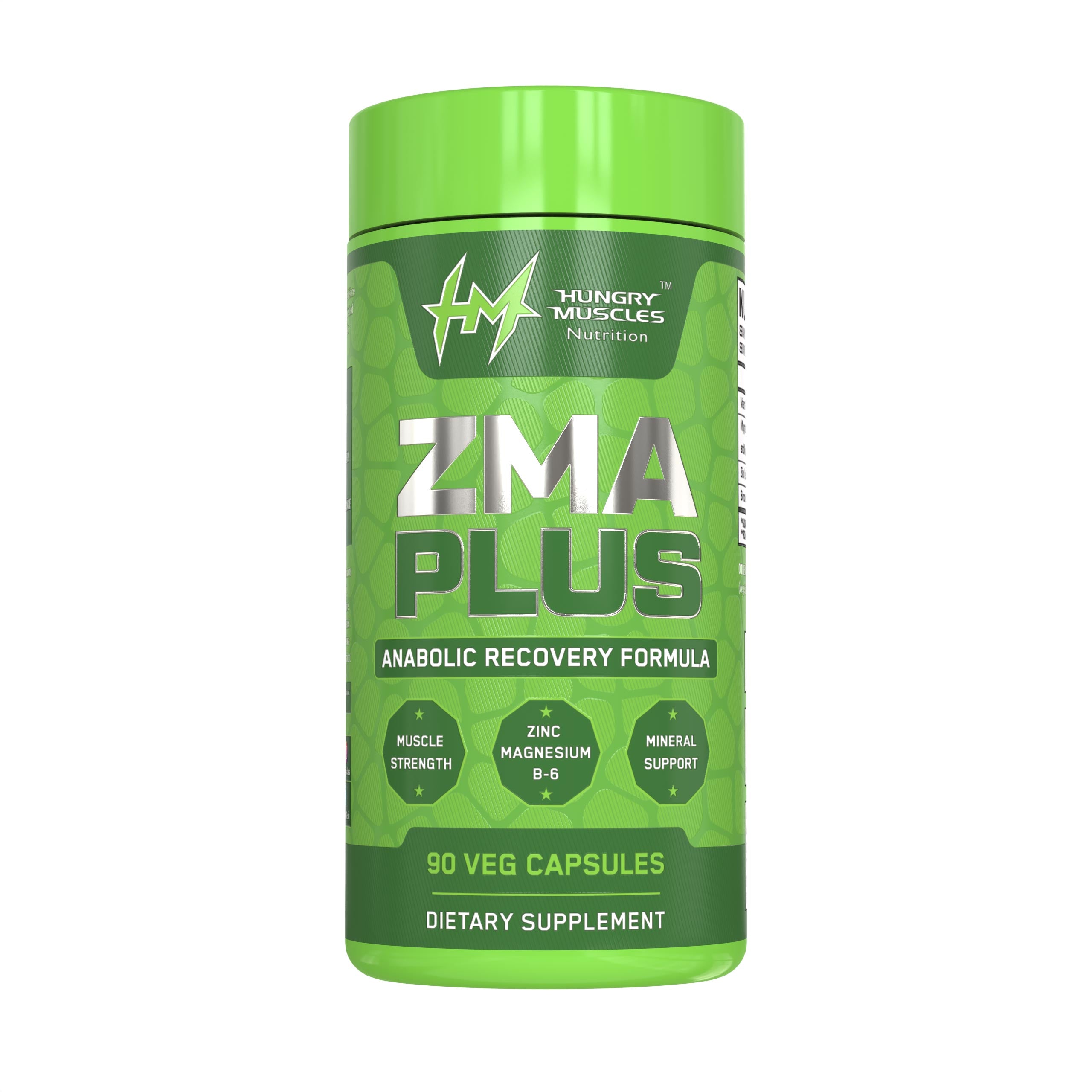 Hungry Muscles | Zinc Magnesium Aspartate With Vitamin B6 & Boron | ZMA Plus | 90 Veg Capsules (30Servings)