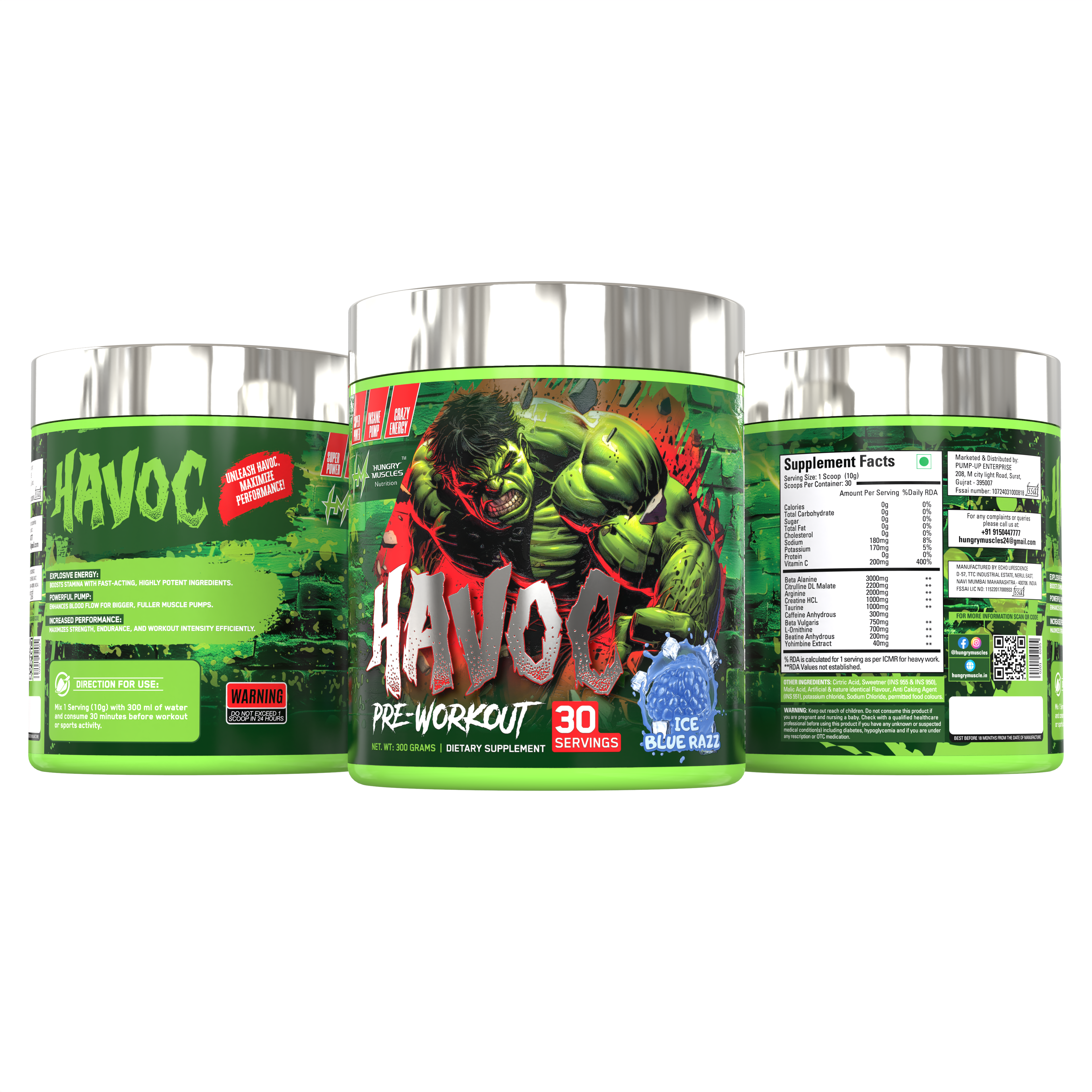 Hungry Muscles  Havoc Pre-Workout 30 Servings / 300 Grams