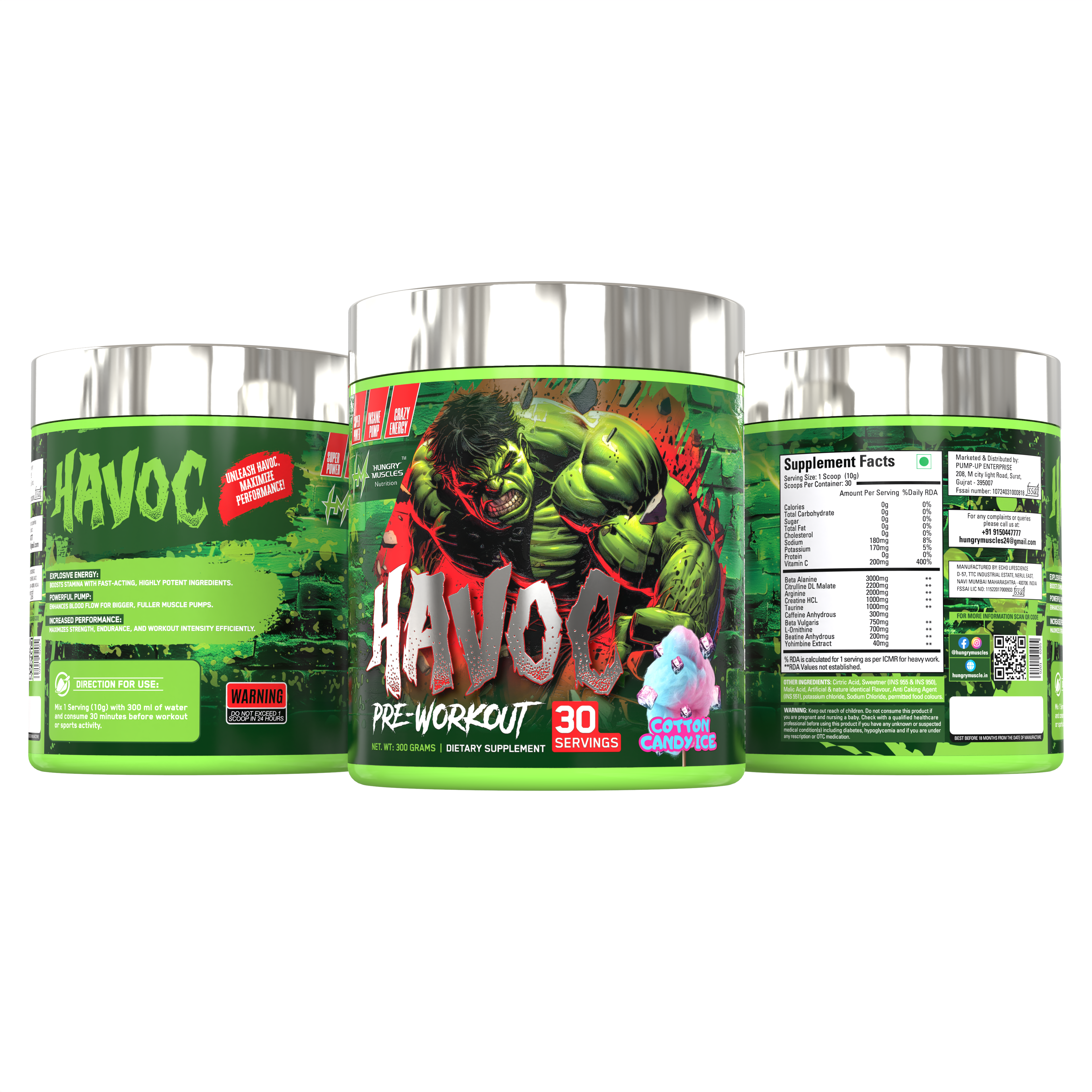 Hungry Muscles  Havoc Pre-Workout 30 Servings / 300 Grams