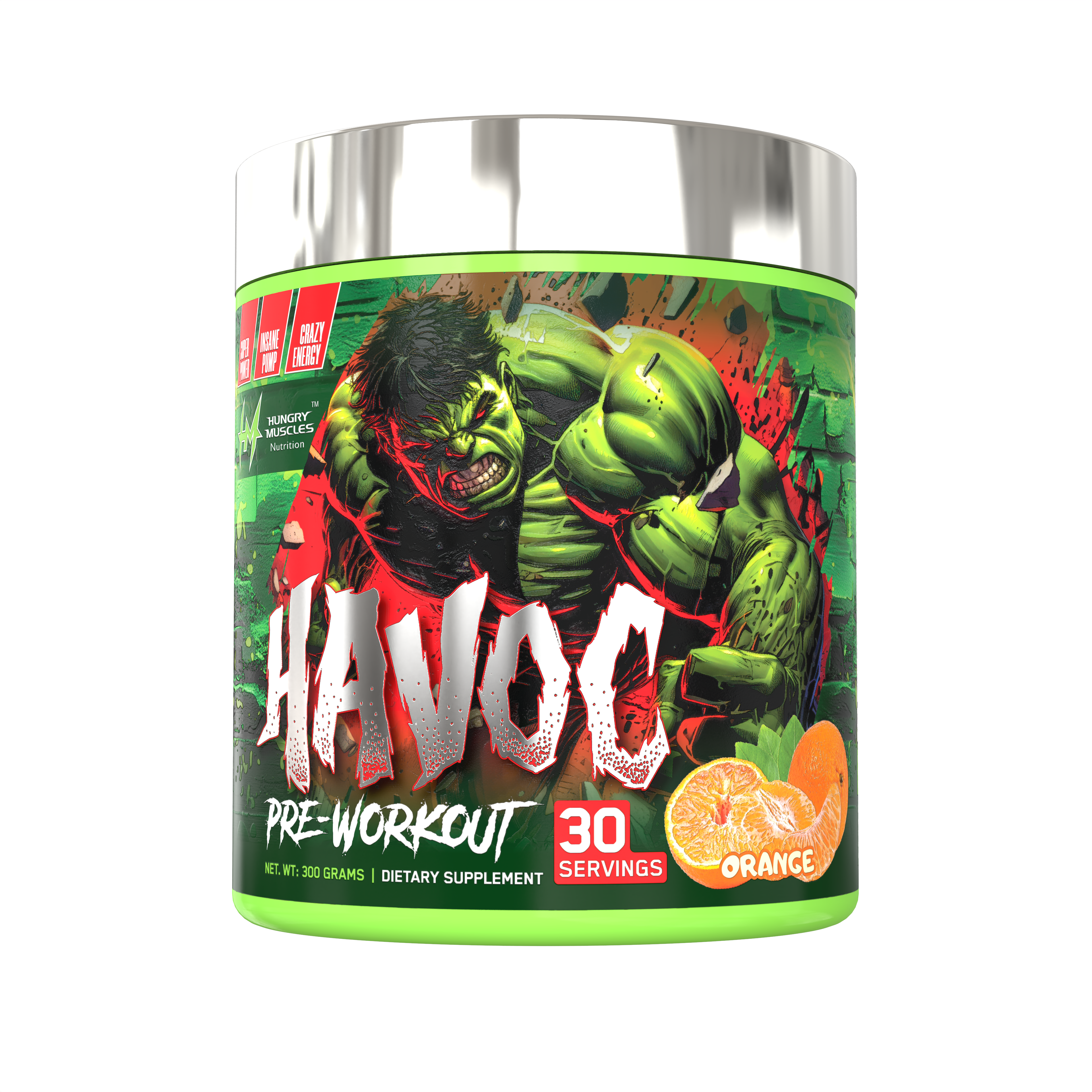 Hungry Muscles  Havoc Pre-Workout Orange 30 Servings / 300 Grams