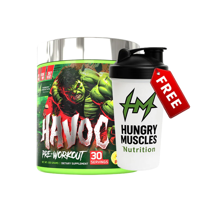 Hungry Muscles |  Havoc Pre-Workout  Pineapple | 30 Servings (300 Grams) With [Shaker Bottle Free]