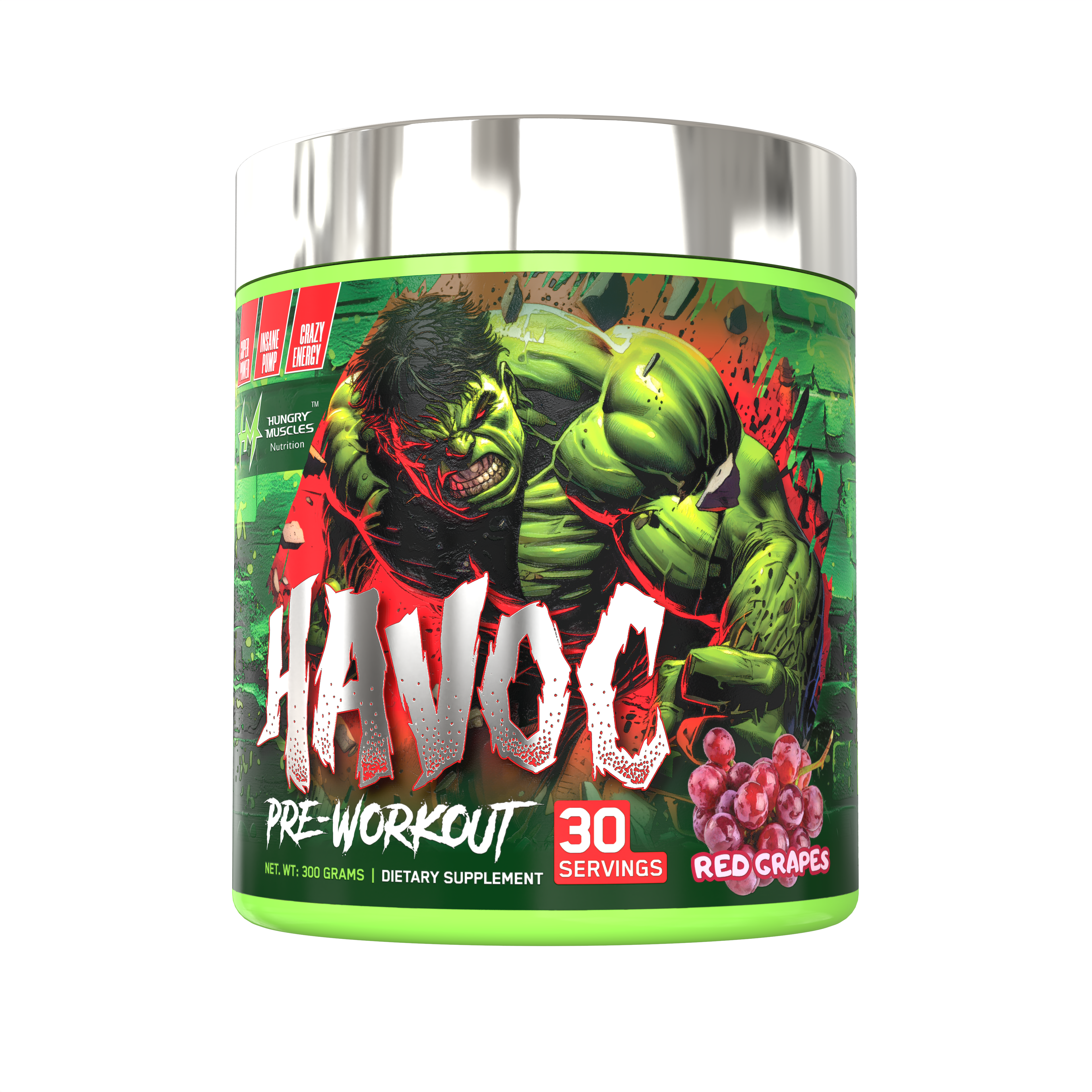 Hungry Muscles  Havoc Pre-Workout Red Grapes 30 Servings / 300 Grams
