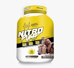 Hungry Muscles Nitro Pump Chocolate Ice Cream Flavoured Whey Protein Supplement, 2 kg (4.4 lbs), 50 Servings