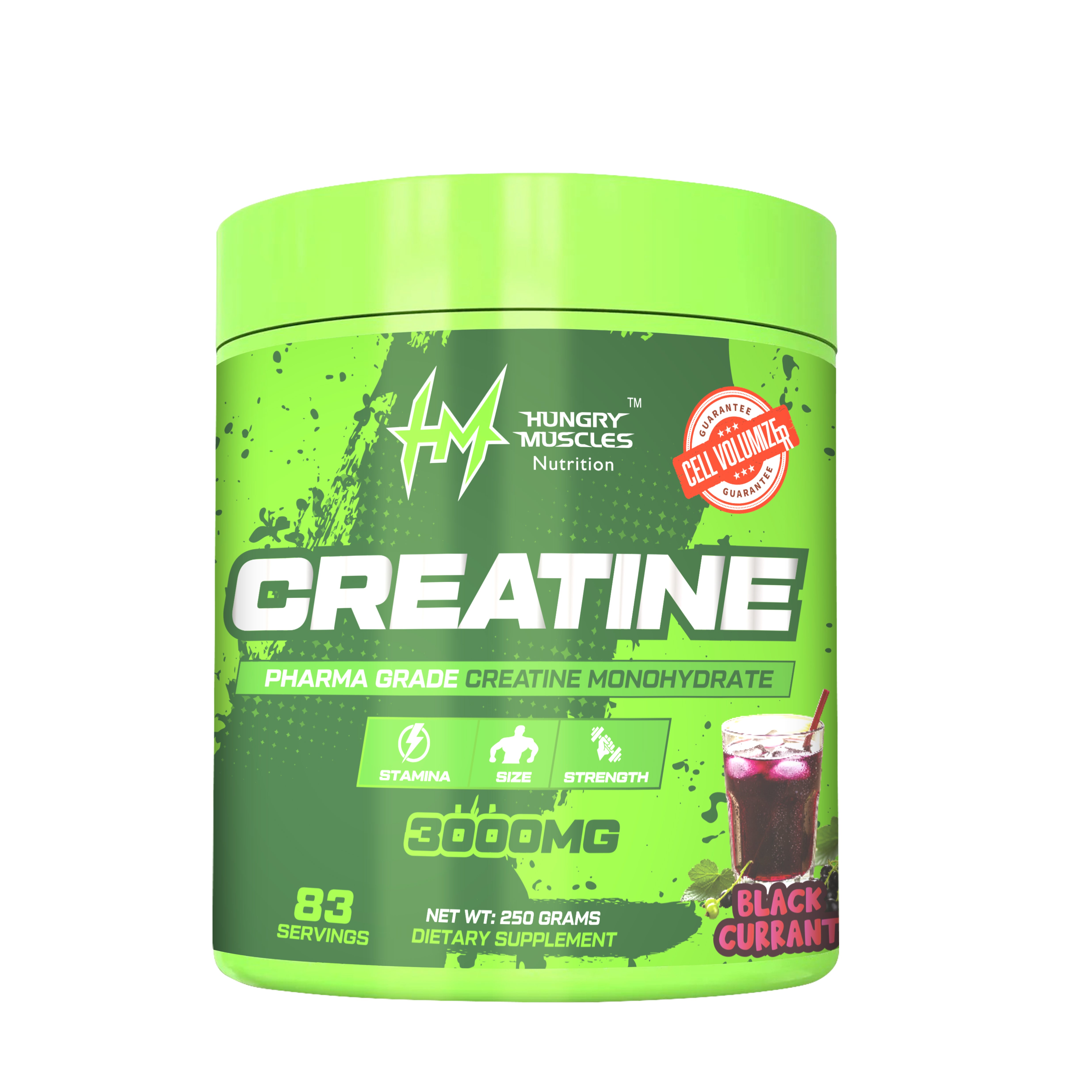 Hungry Muscles Nutrition – Creatine Monohydrate (Black Currant Flavor) | 83 servings | 3000 mg