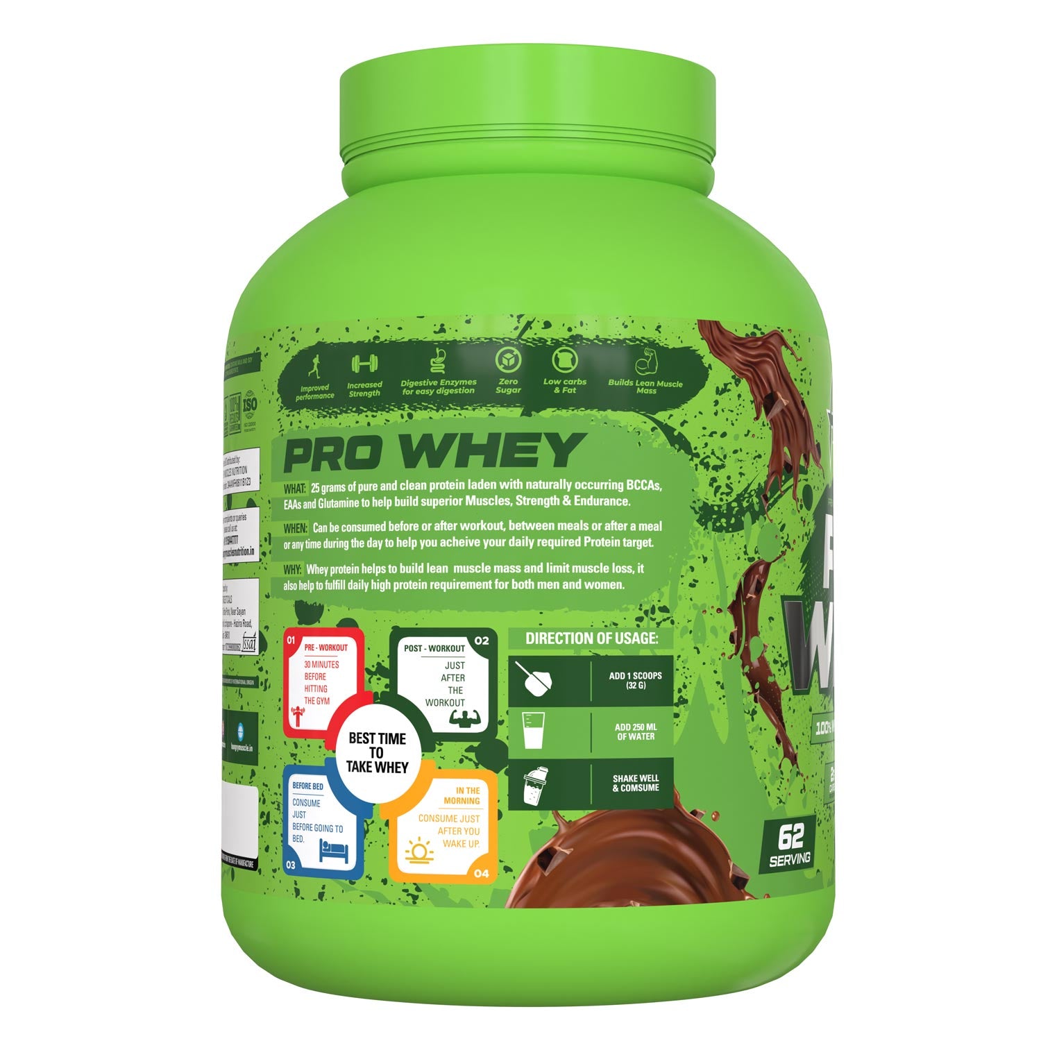 Hungry Muscles Pro Whey Chocolate Dessert 62 Serving  2KG (4.4LBS)