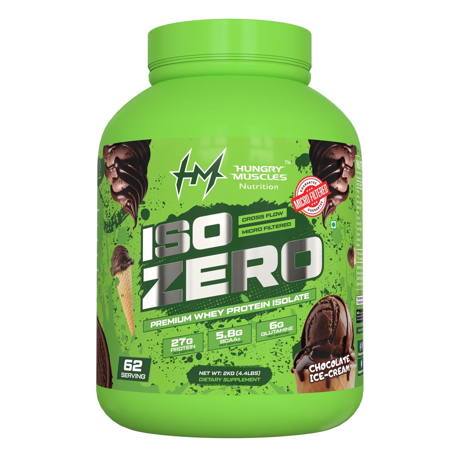 Hungry Muscles Iso Zero 62 Servings Chocolate Ice-cream 2kg (4.4lbs)