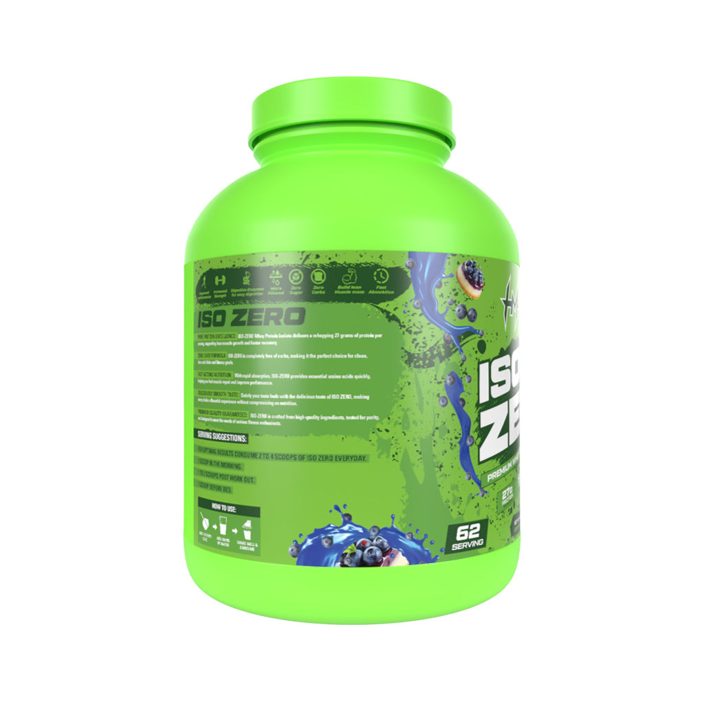 Hungry Muscles ISO ZERO Whey Protein Isolate – 27g Protein, Per Scoop | Zero Added Sugar | 2Kg (62 Servings) | Blueberry Cheesecake