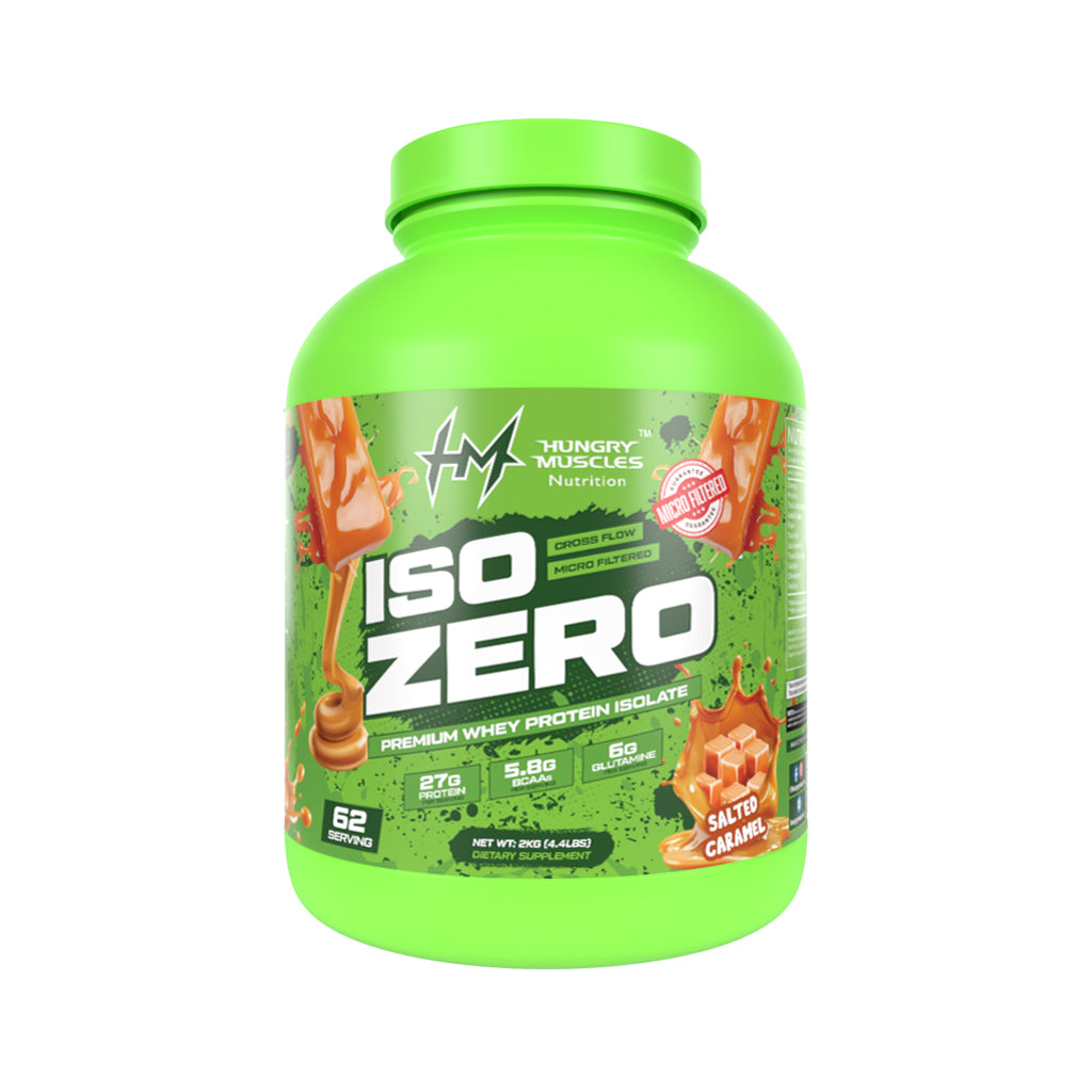 Hungry Muscles ISO ZERO Whey Protein Isolate – 27g Protein, Per Scoop | Zero Added Sugar | 2Kg (62 Servings) | Salted Caramel )
