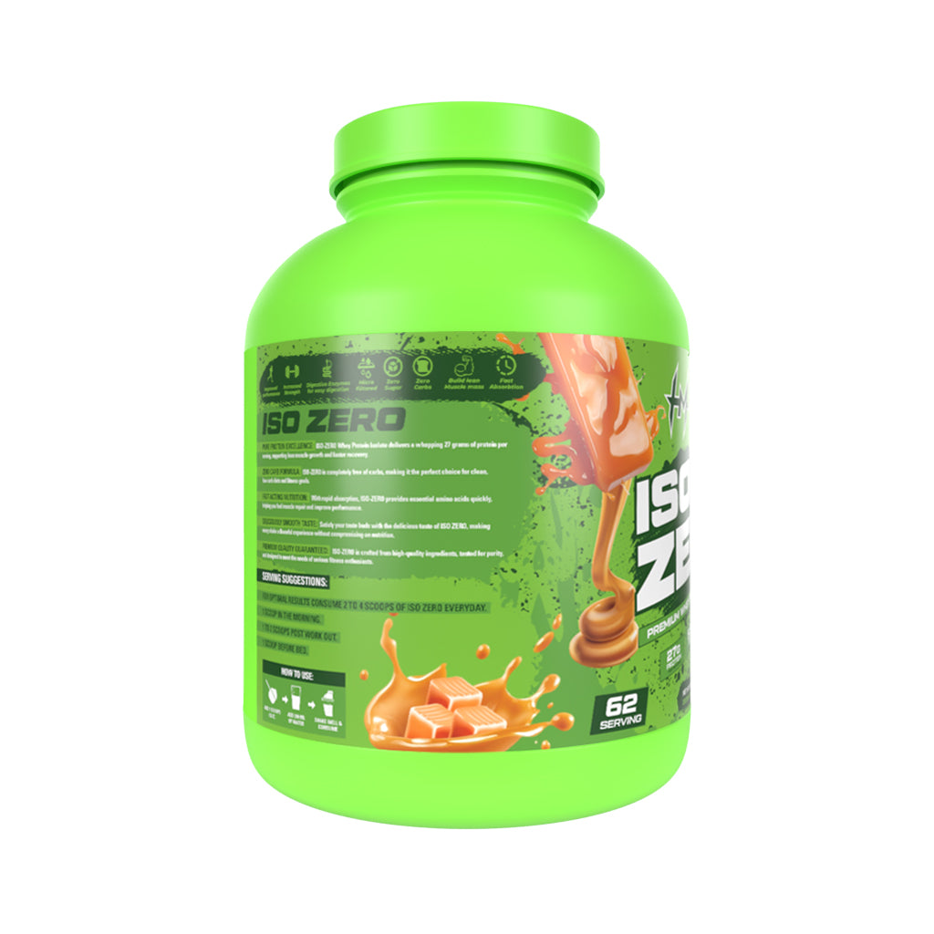 Hungry Muscles ISO ZERO Whey Protein Isolate – 27g Protein, Per Scoop | Zero Added Sugar | 2Kg (62 Servings) | Salted Caramel )