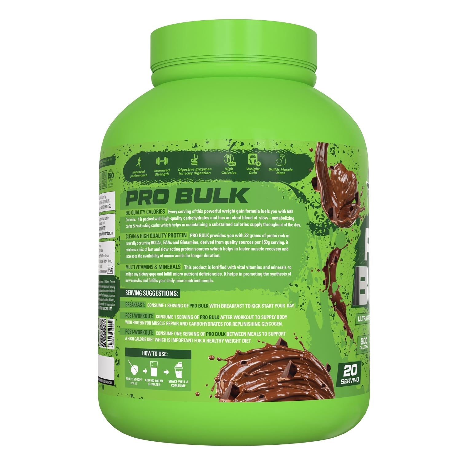 Hungry Muscles Pro Bulk 20 Serving Swiss Chocolate 3KG (6.6LBS)