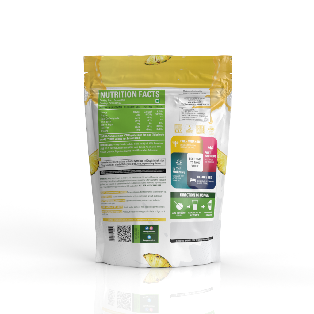 Hungry Muscles Clear Whey Protein Pineapple 33 Servings / 1KG