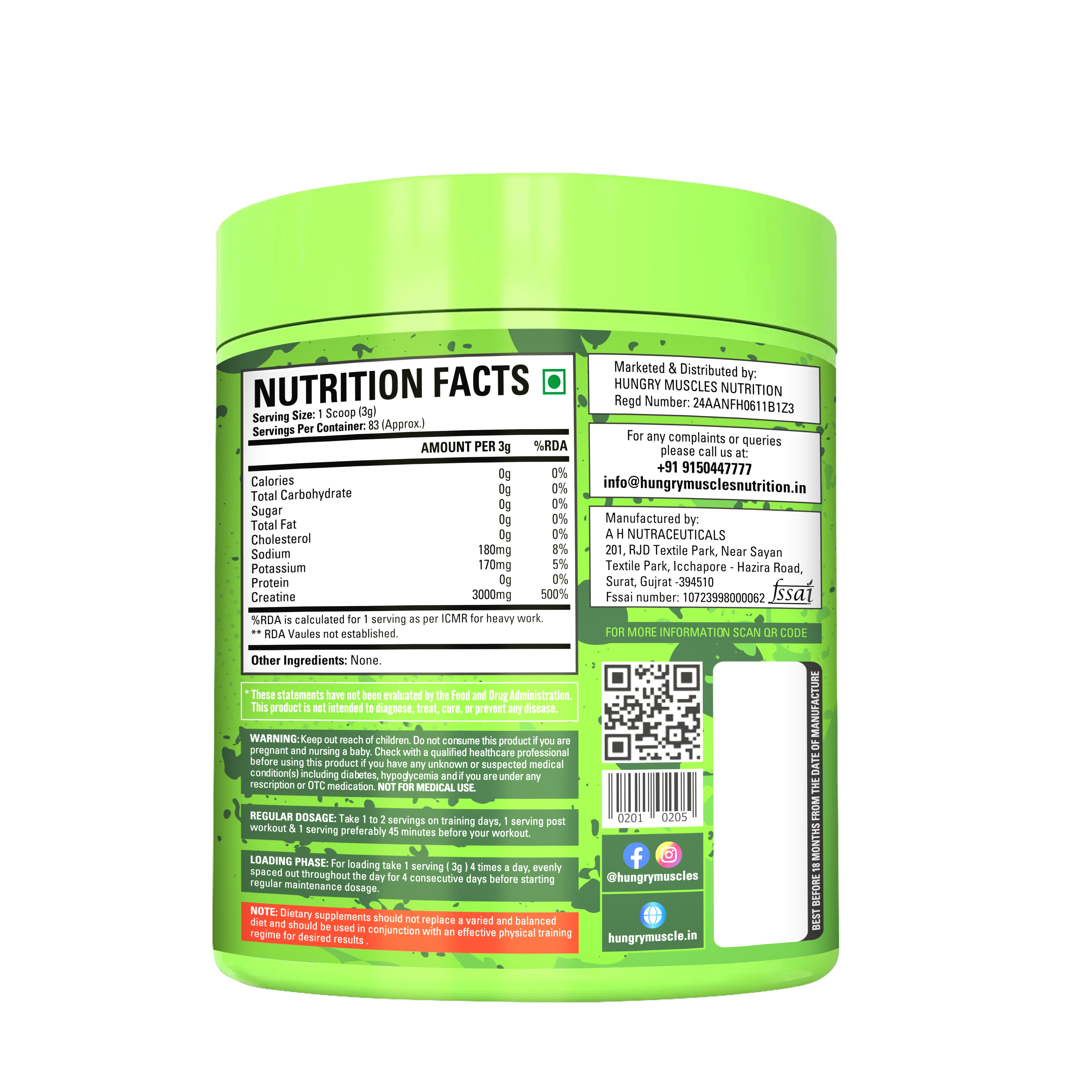 Hungry Muscles Nutrition – Creatine | Pineapple Cocktail |  Pinacolada |  Orange Splash | Black Currant