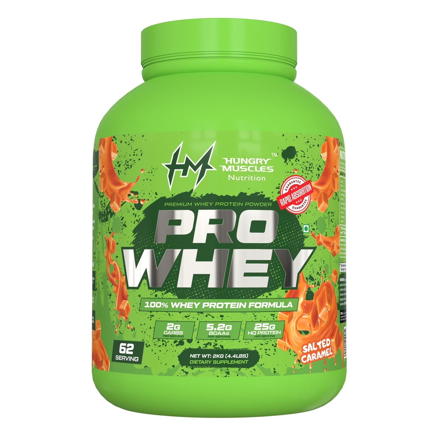 Hungry Muscles Pro Whey Salted Caramel 62 Serving  2KG (4.4LBS)