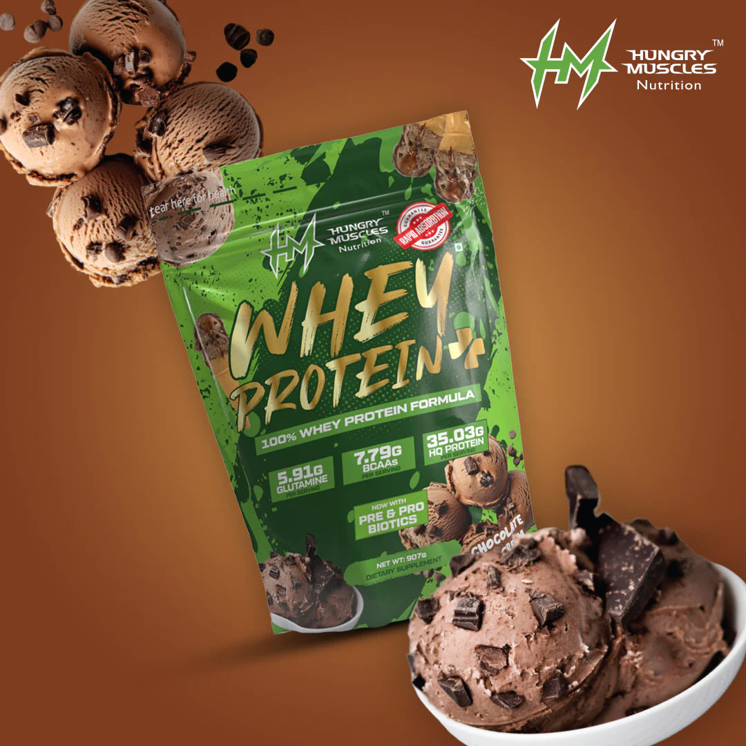 Hungry Muscles | Whey Protein+ Protein Powder | 35.03g Protein, 7.79g Bcaa's, 5.91g Glutamine | 1 kg | Blueberry Cheesecake  | Chocolate Ice-Cream | Salted Caramel
